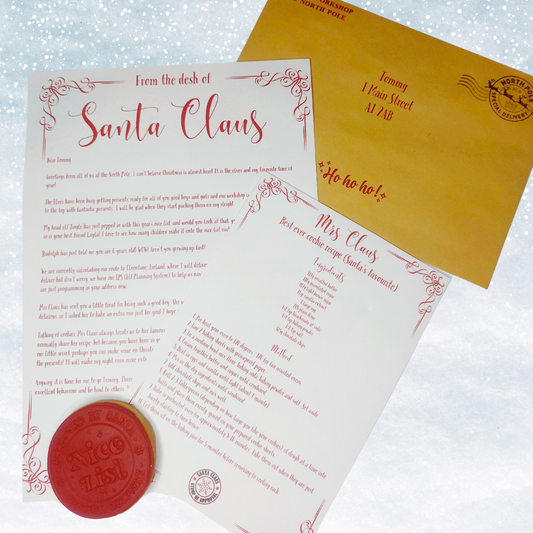 Magical personalised letter from Santa with a "Nice List" Cookie plus a secret surprise from Santa